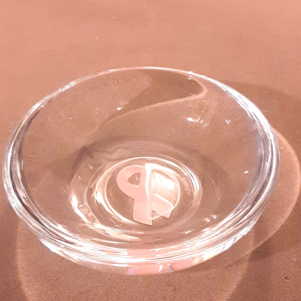 Vintage Orrefor crystal sweetie pink bowl